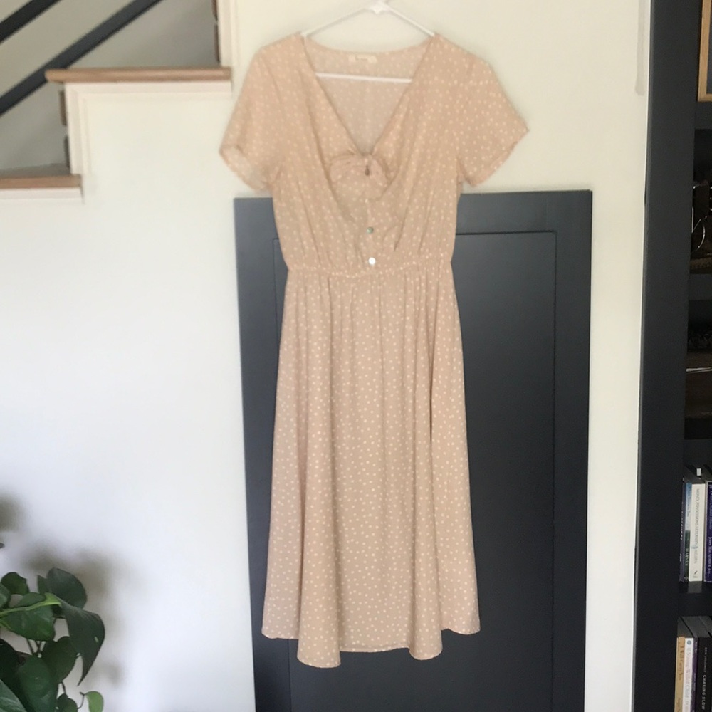Peach polka dot dress